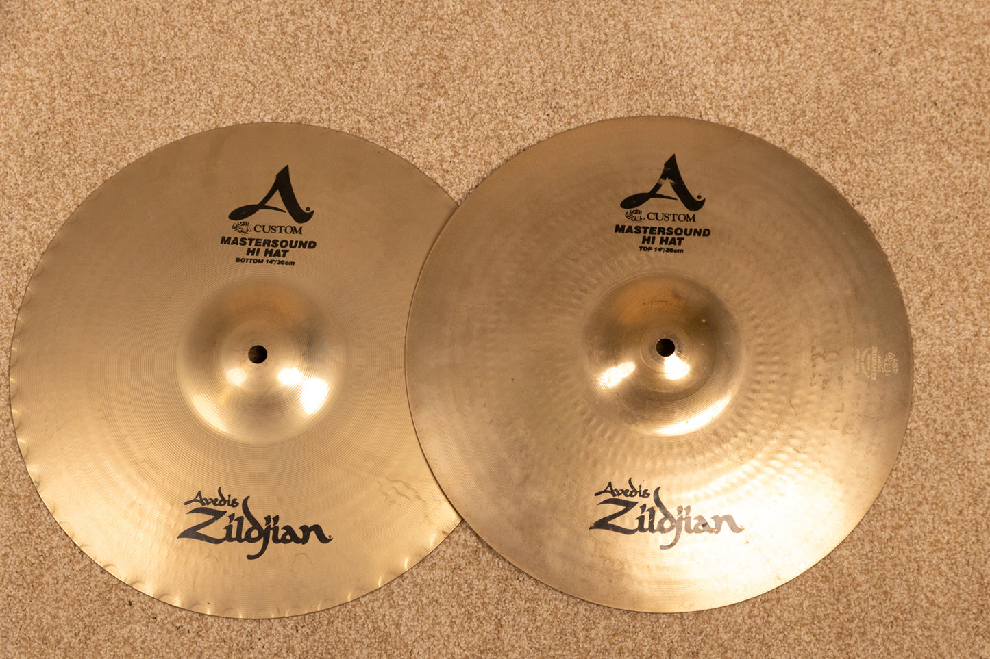 Zildjian 14" A Custom Mastersound Hi Hat Cymbals 1092g 1401g