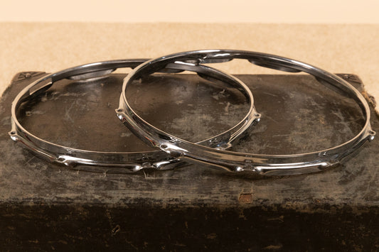 Chrome Over Brass 14" Triple Flange Snare Drum Hoops (Pair)