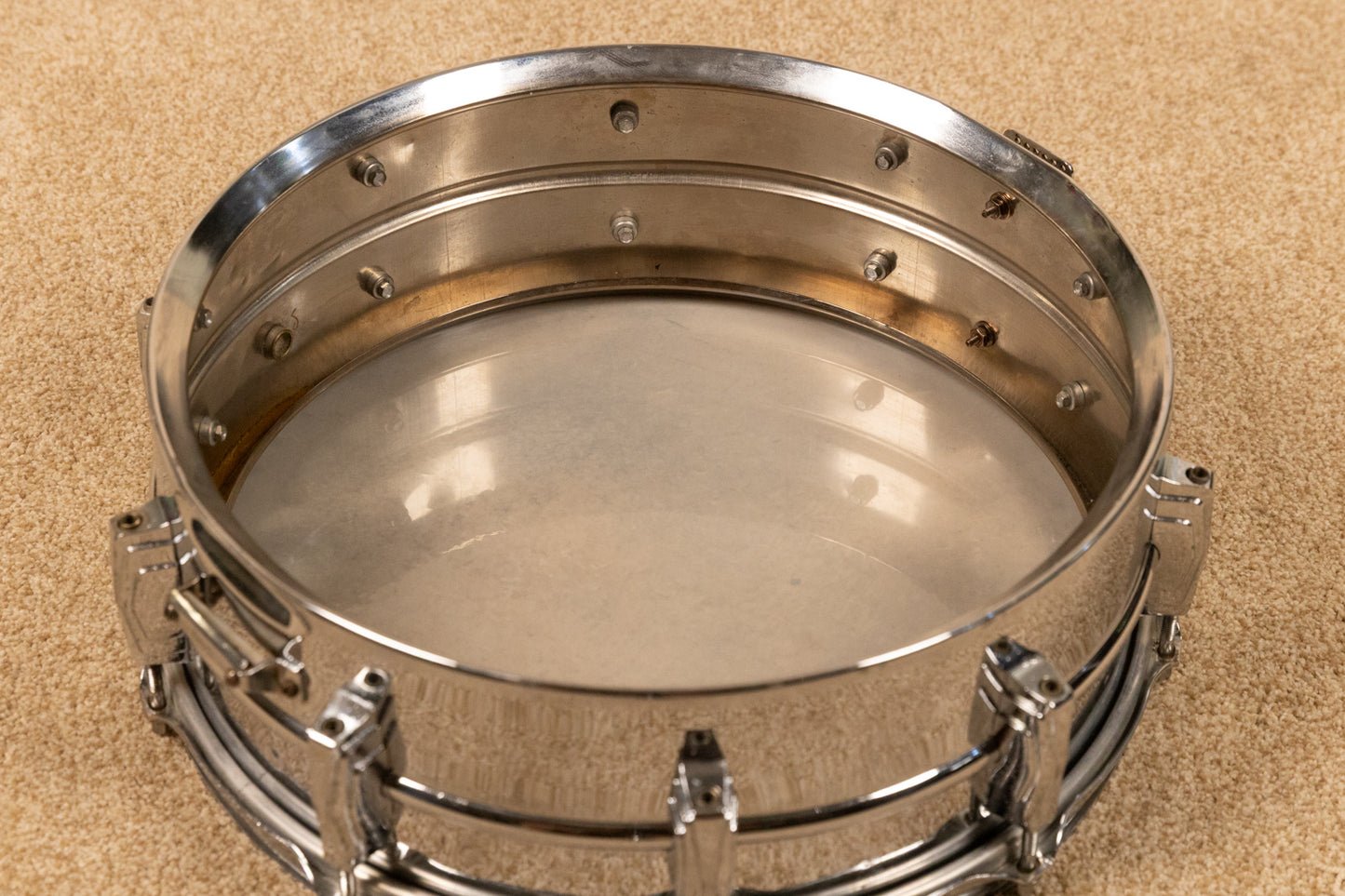 1960s Ludwig 5x14 Pre Serial Super 400 Chrome Over Brass Snare Drum