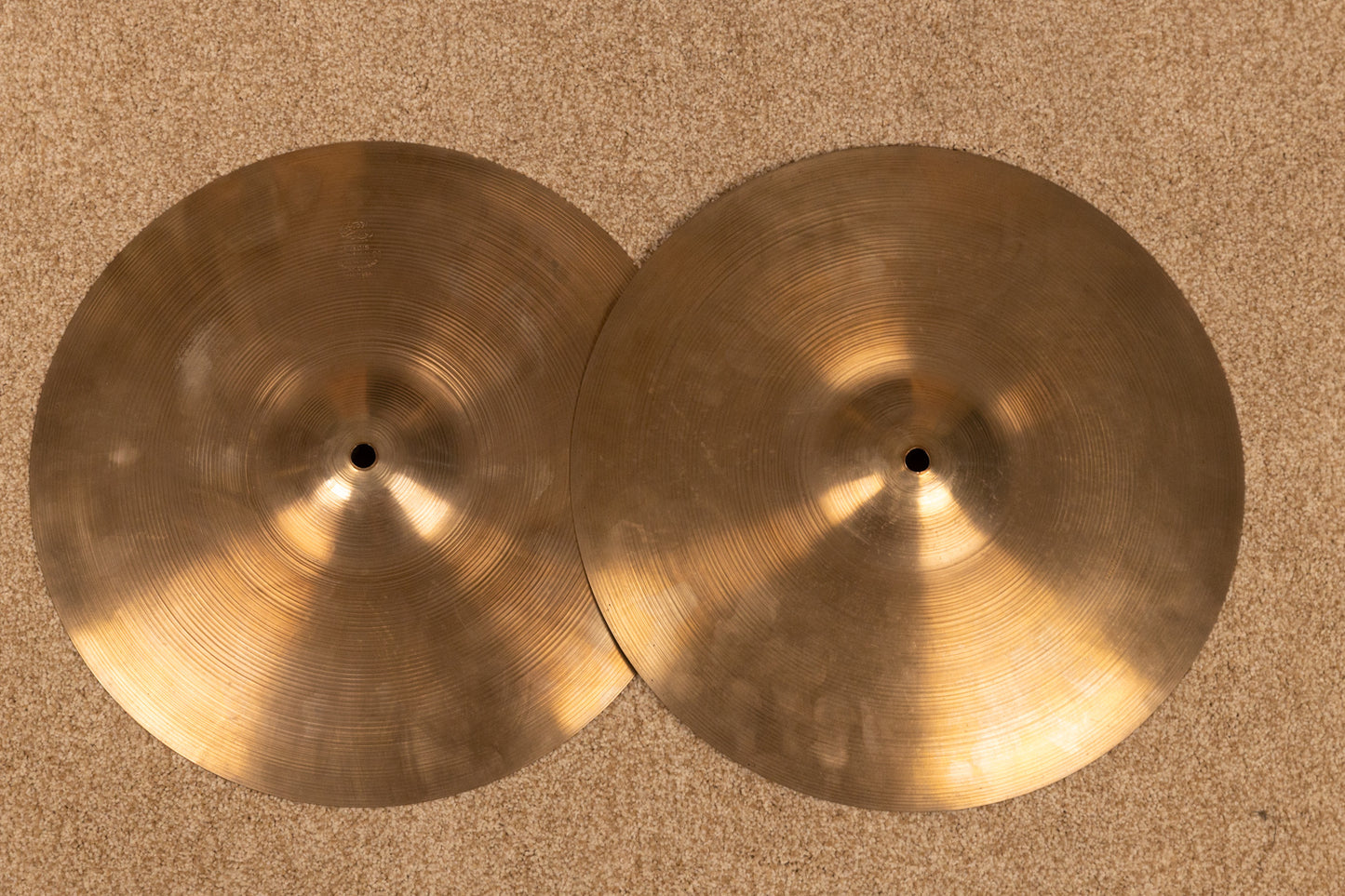 1960s Zildjian A 14" Small Stamp Light Hi Hat Cymbals 802g 812g