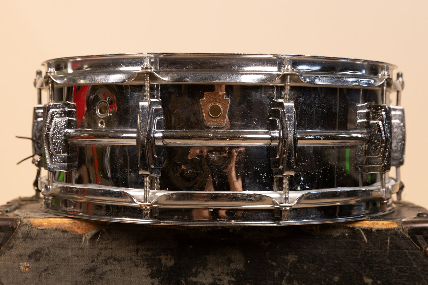 1960s Ludwig 5x14 Pre Serial Super 400 Chrome Over Brass Snare Drum