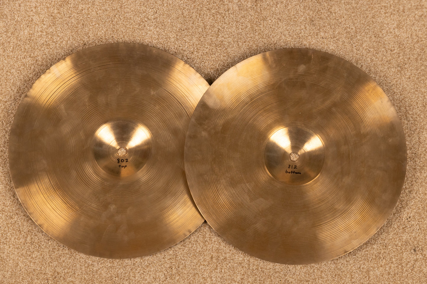 1960s Zildjian A 14" Small Stamp Light Hi Hat Cymbals 802g 812g