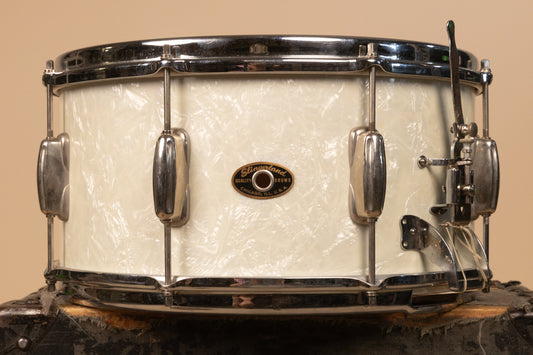 1950s Slingerland 7x14 White Marine Pearl Concert King Snare Drum