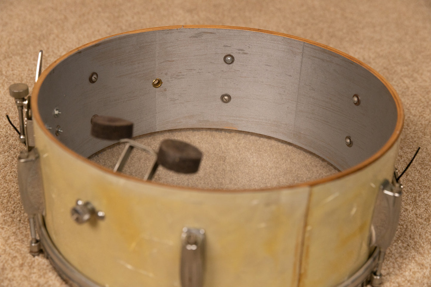1960s Gretsch 5.5x14 Dixieland White Marine Pearl Snare Drum