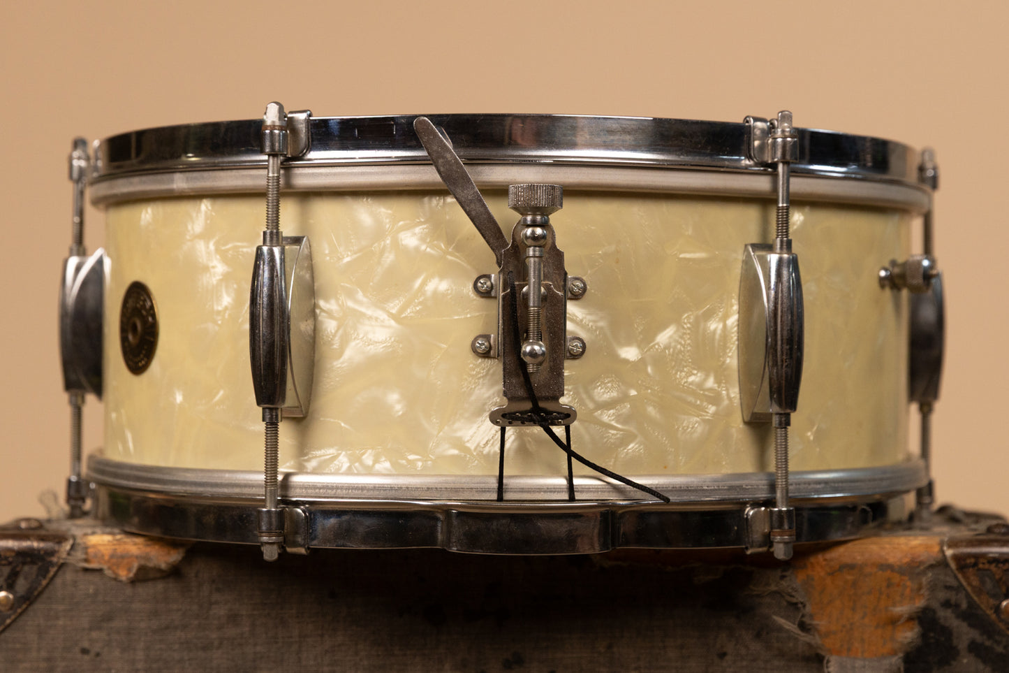 1960s Gretsch 5.5x14 Dixieland White Marine Pearl Snare Drum