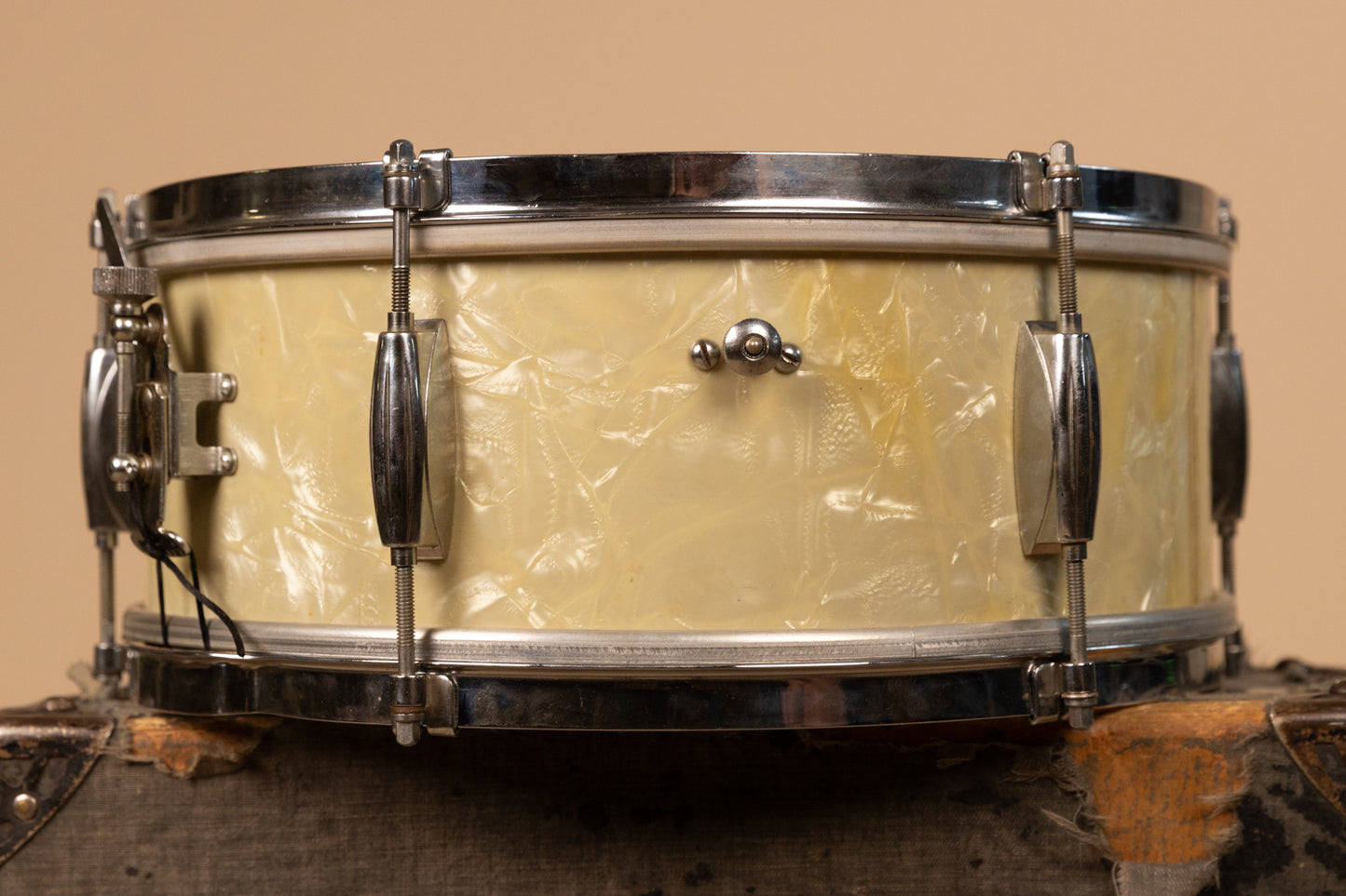 1960s Gretsch 5.5x14 Dixieland White Marine Pearl Snare Drum