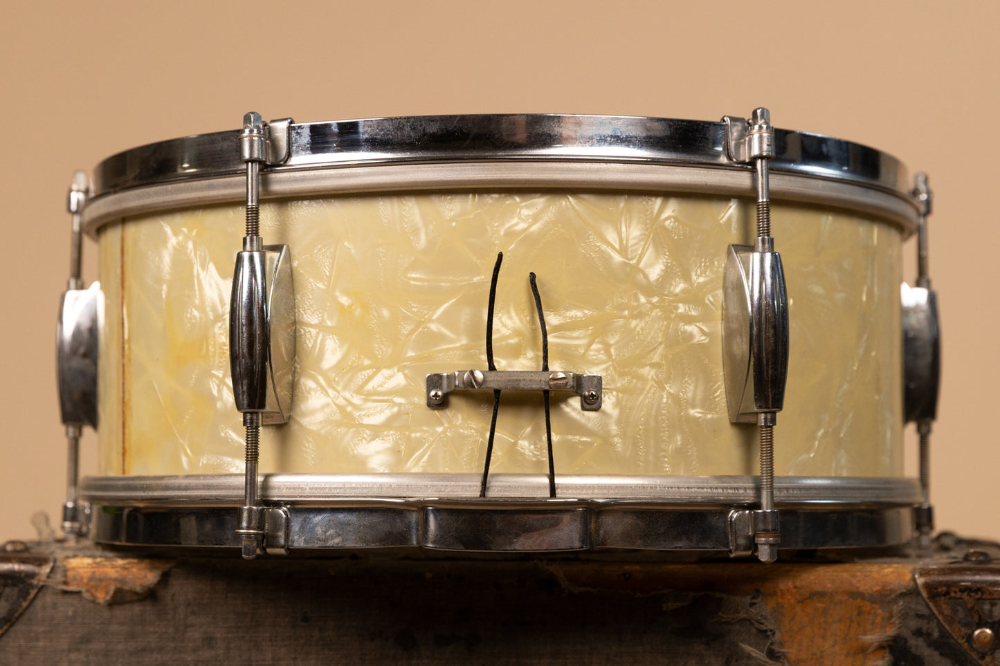 1960s Gretsch 5.5x14 Dixieland White Marine Pearl Snare Drum