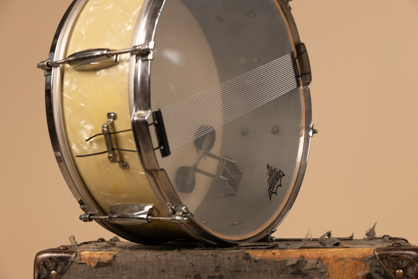 1960s Gretsch 5.5x14 Dixieland White Marine Pearl Snare Drum