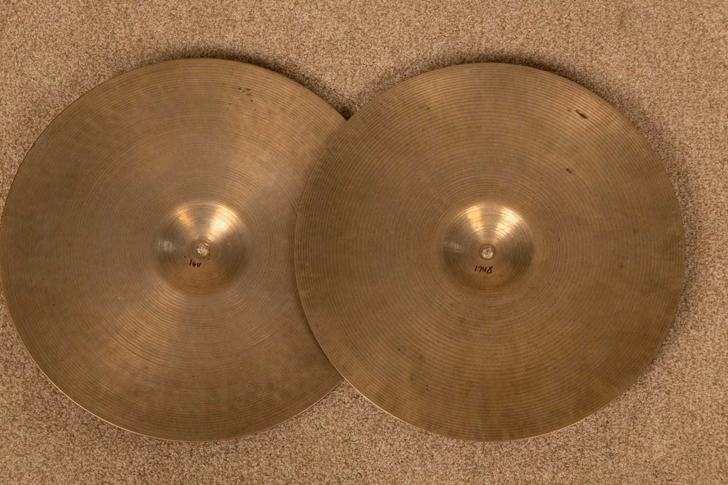 Vintage Zildjian 16" A Hi Hat Cymbals 1161g 1748g