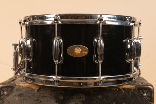 1990s Slingerland 7x14 Ridgeland Black Lacquer Snare Drum