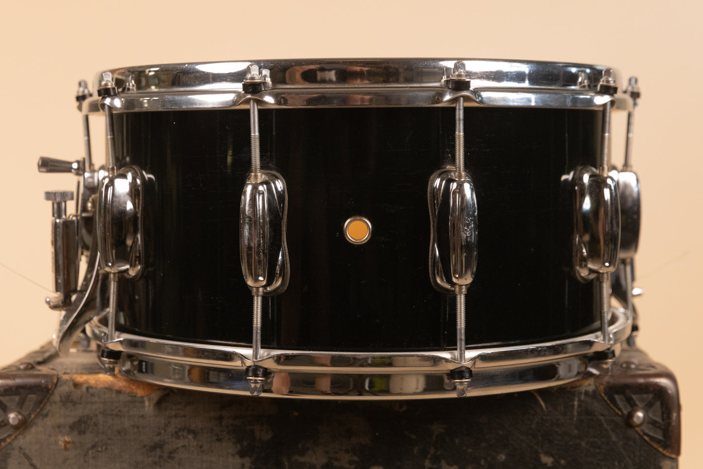 1990s Slingerland 7x14 Ridgeland Black Lacquer Snare Drum