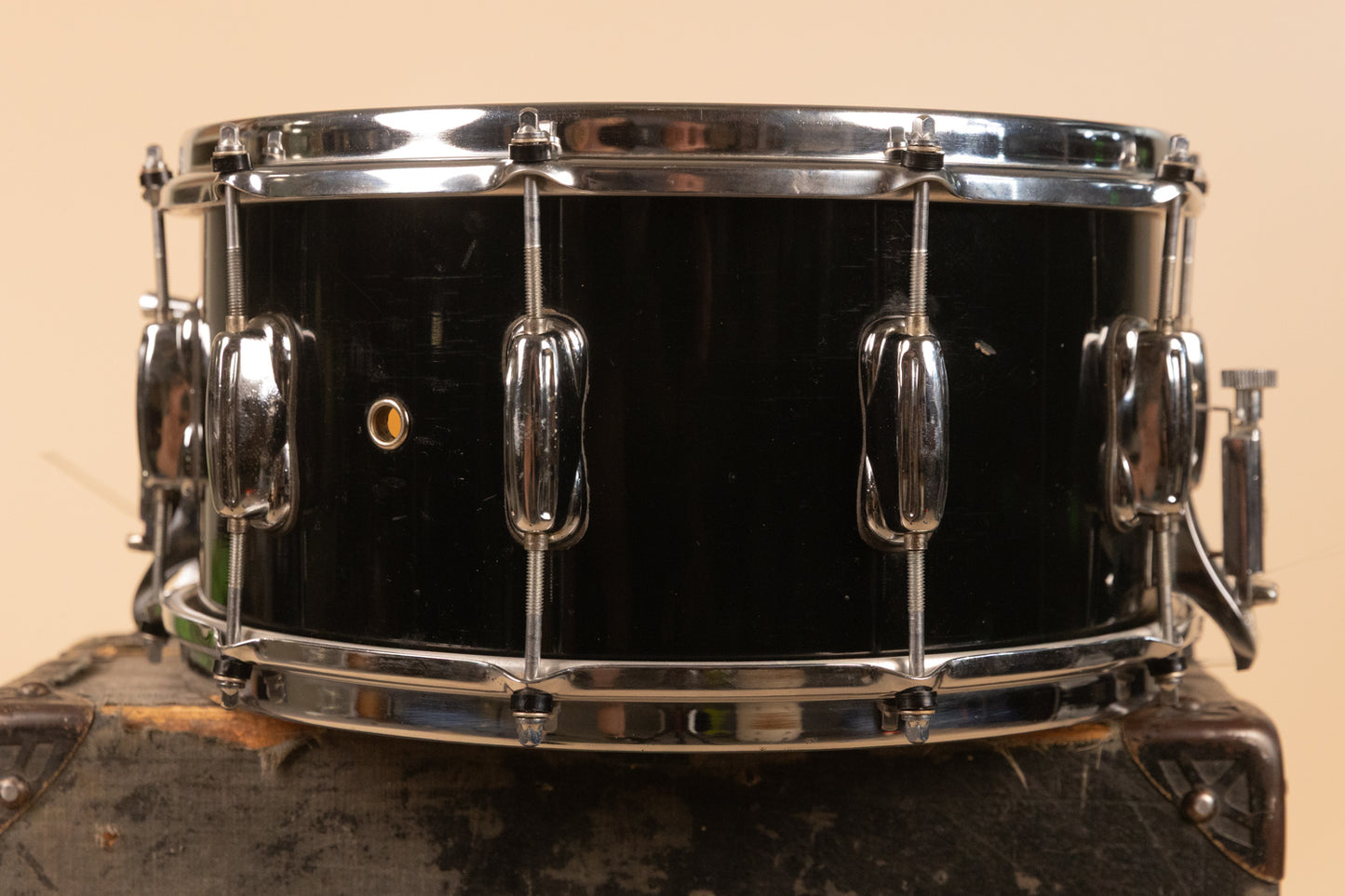 1990s Slingerland 7x14 Ridgeland Black Lacquer Snare Drum