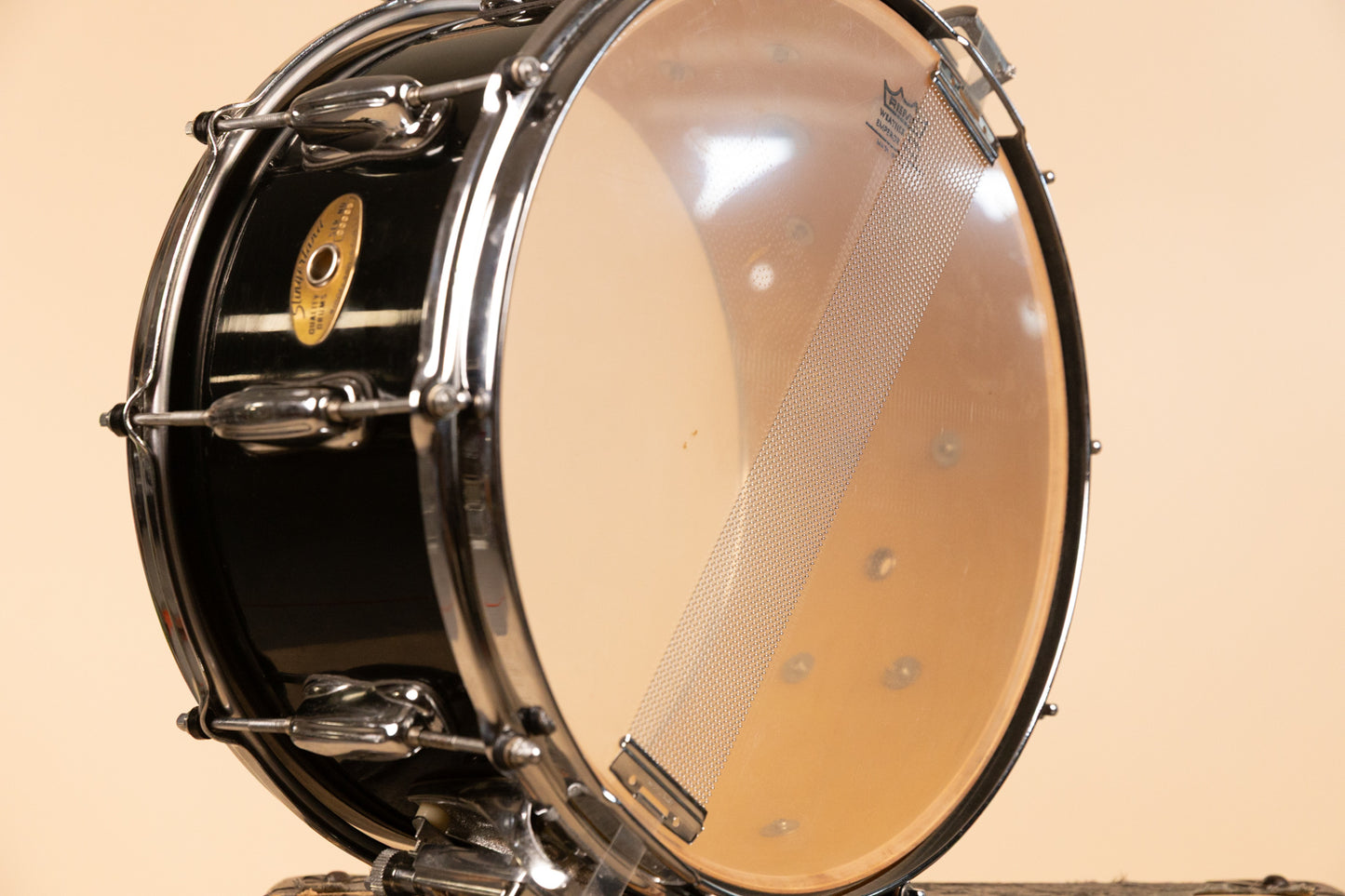 1990s Slingerland 7x14 Ridgeland Black Lacquer Snare Drum
