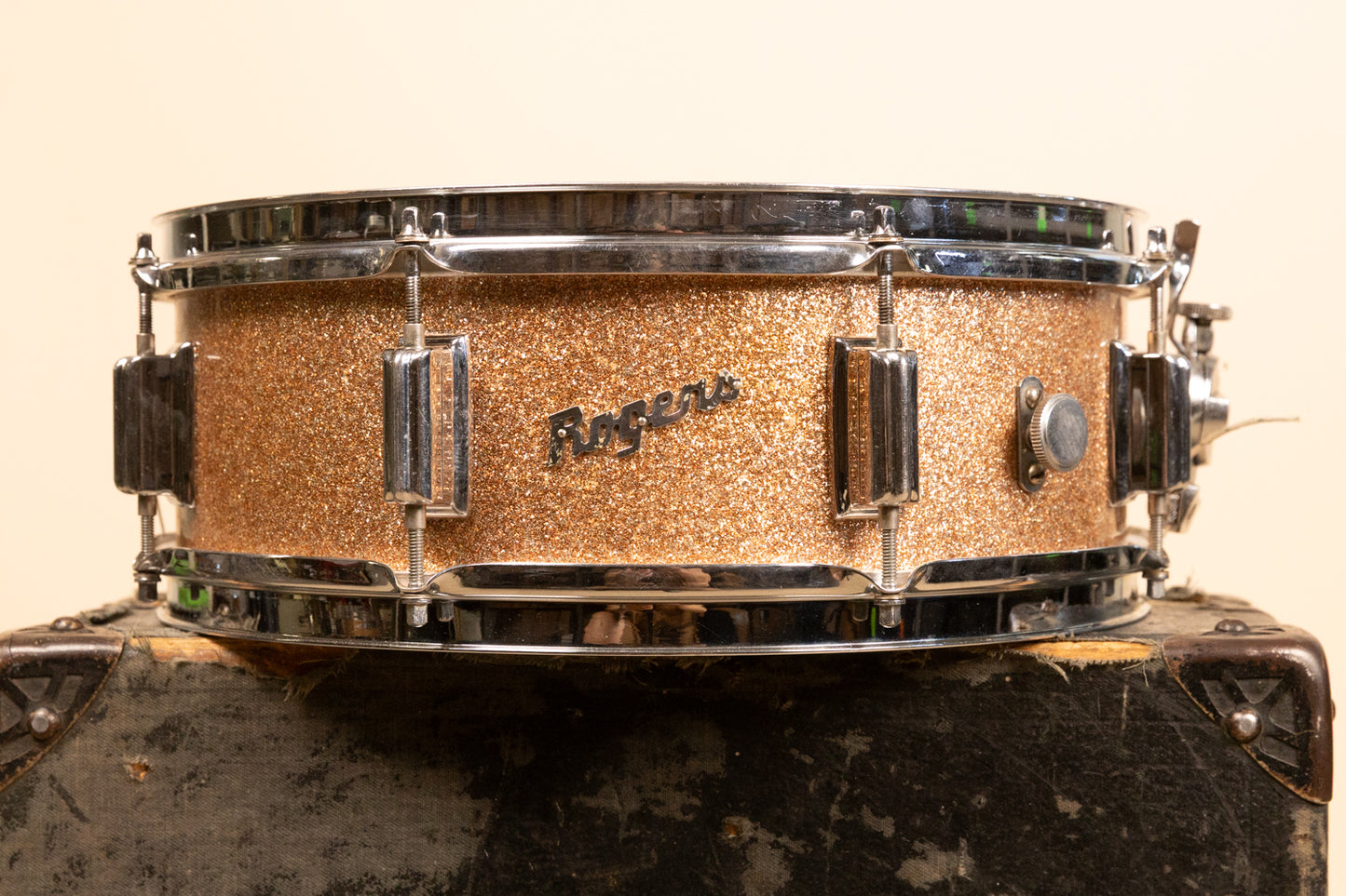 1960s Rogers 5x14 Powertone Champagne Snare Drum