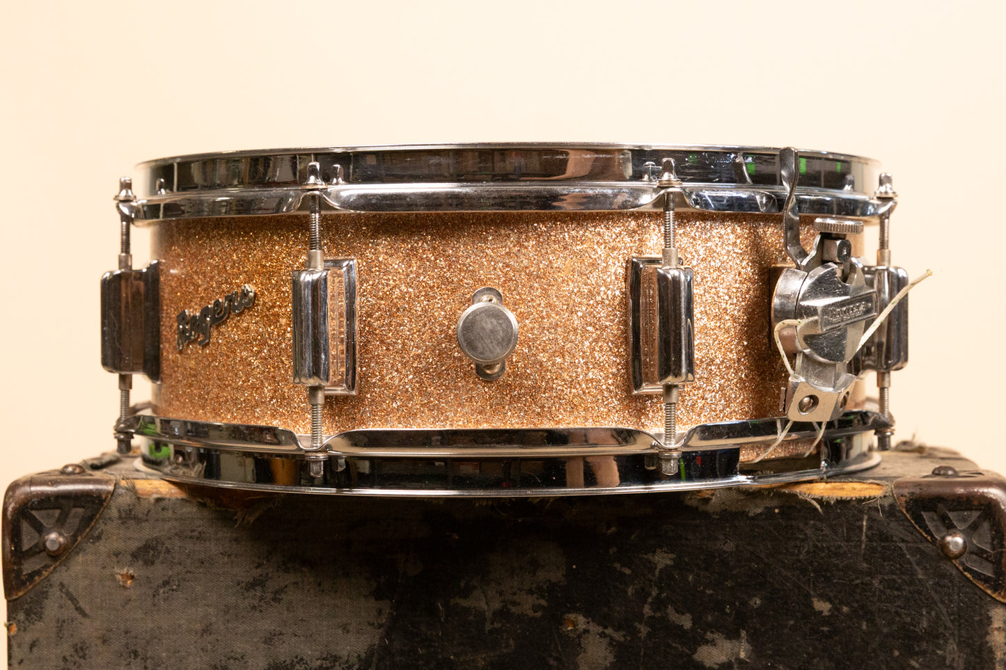 1960s Rogers 5x14 Powertone Champagne Snare Drum