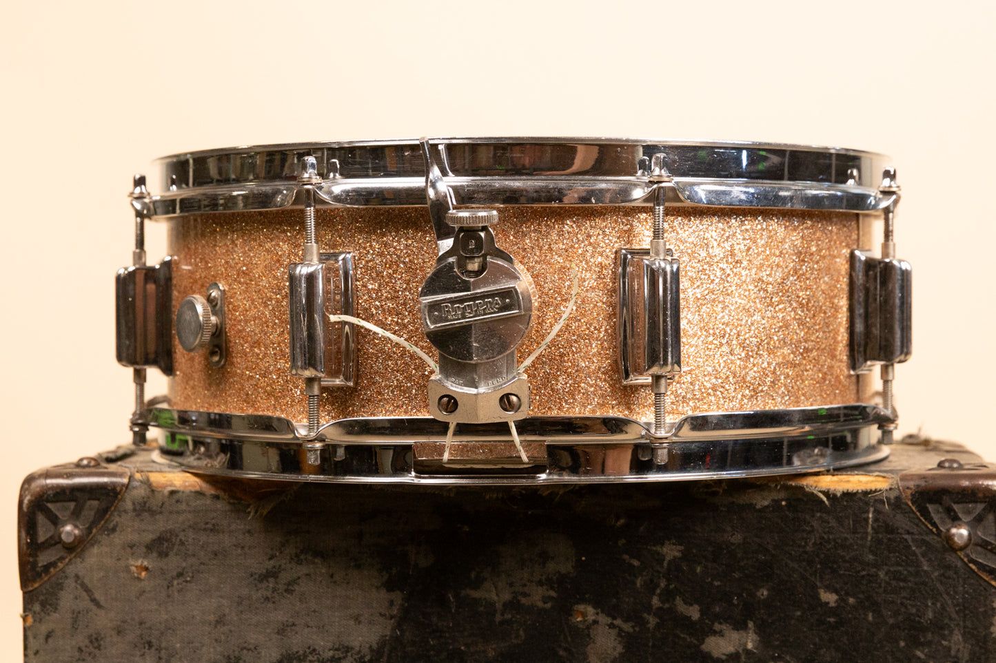 1960s Rogers 5x14 Powertone Champagne Snare Drum
