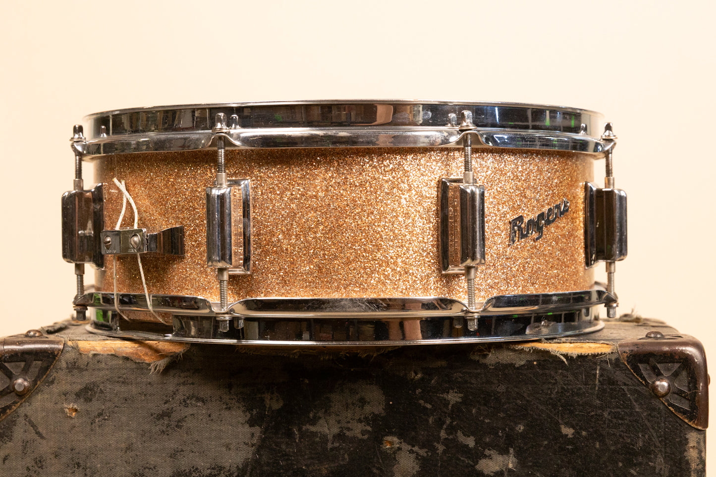 1960s Rogers 5x14 Powertone Champagne Snare Drum
