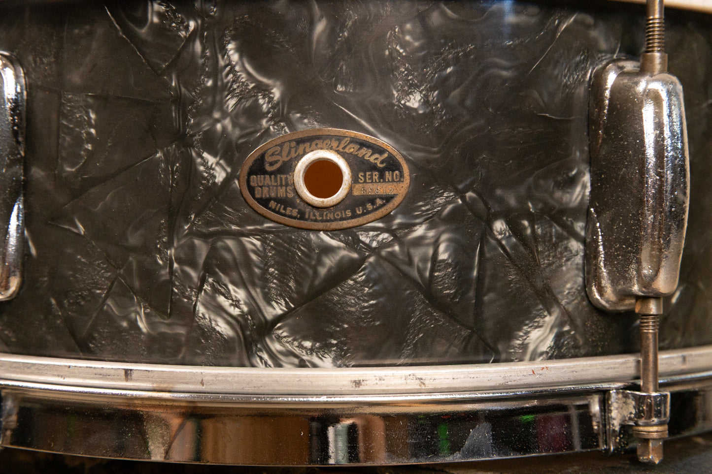 1966 Slingerland 5x14 Black Diamond Pearl Deluxe Student Model Snare Drum