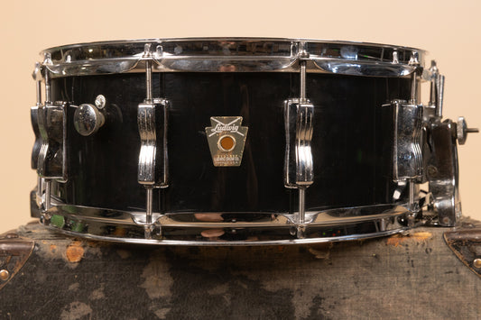 1980s Ludwig 5x14 Rock/Concert Black Cortex Snare Drum