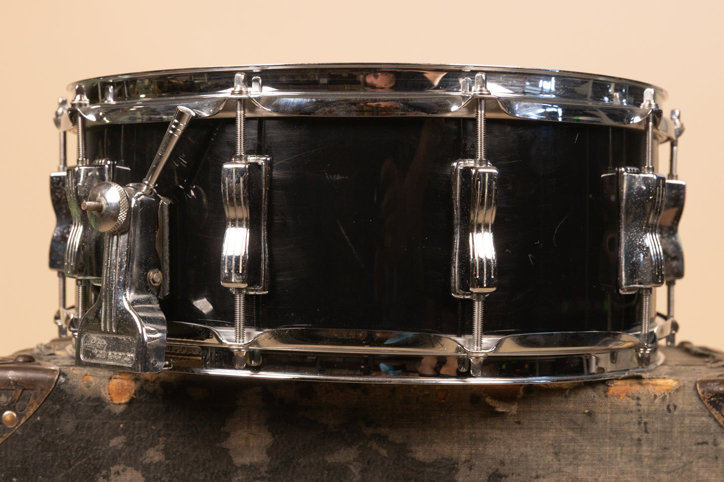1980s Ludwig 5x14 Rock/Concert Black Cortex Snare Drum