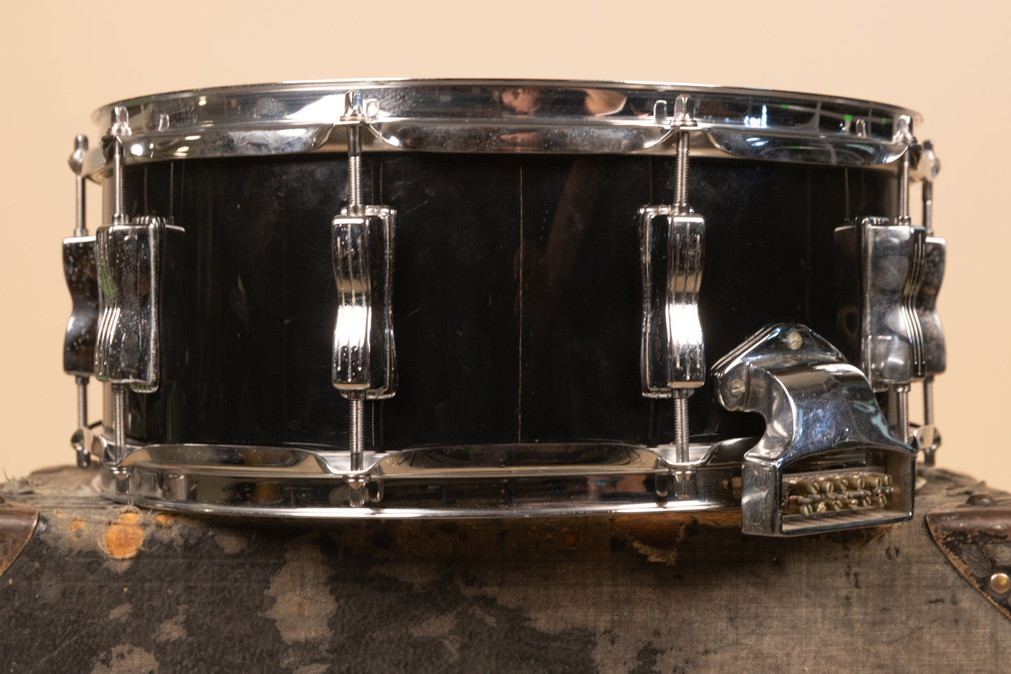 1980s Ludwig 5x14 Rock/Concert Black Cortex Snare Drum