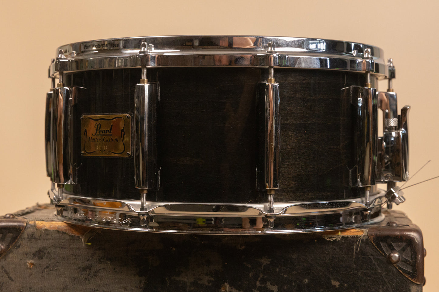 1990s Pearl 6.5x14 Masters Custom Black Mist Snare Drum