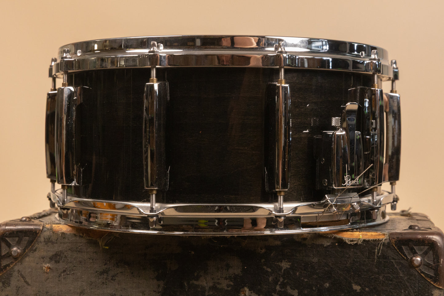 1990s Pearl 6.5x14 Masters Custom Black Mist Snare Drum