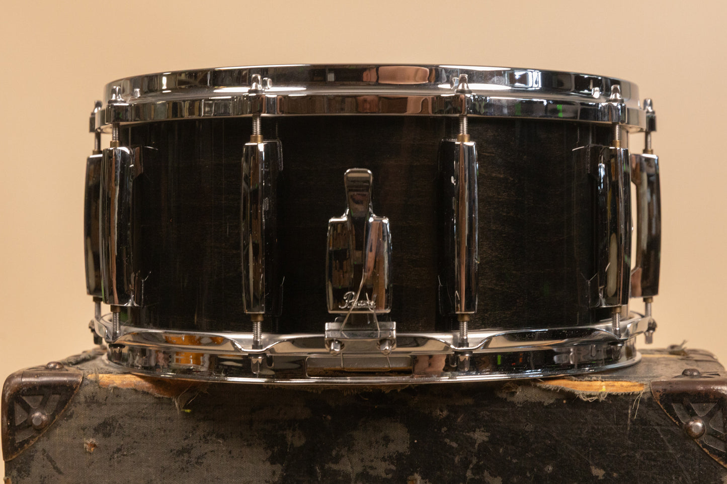 1990s Pearl 6.5x14 Masters Custom Black Mist Snare Drum