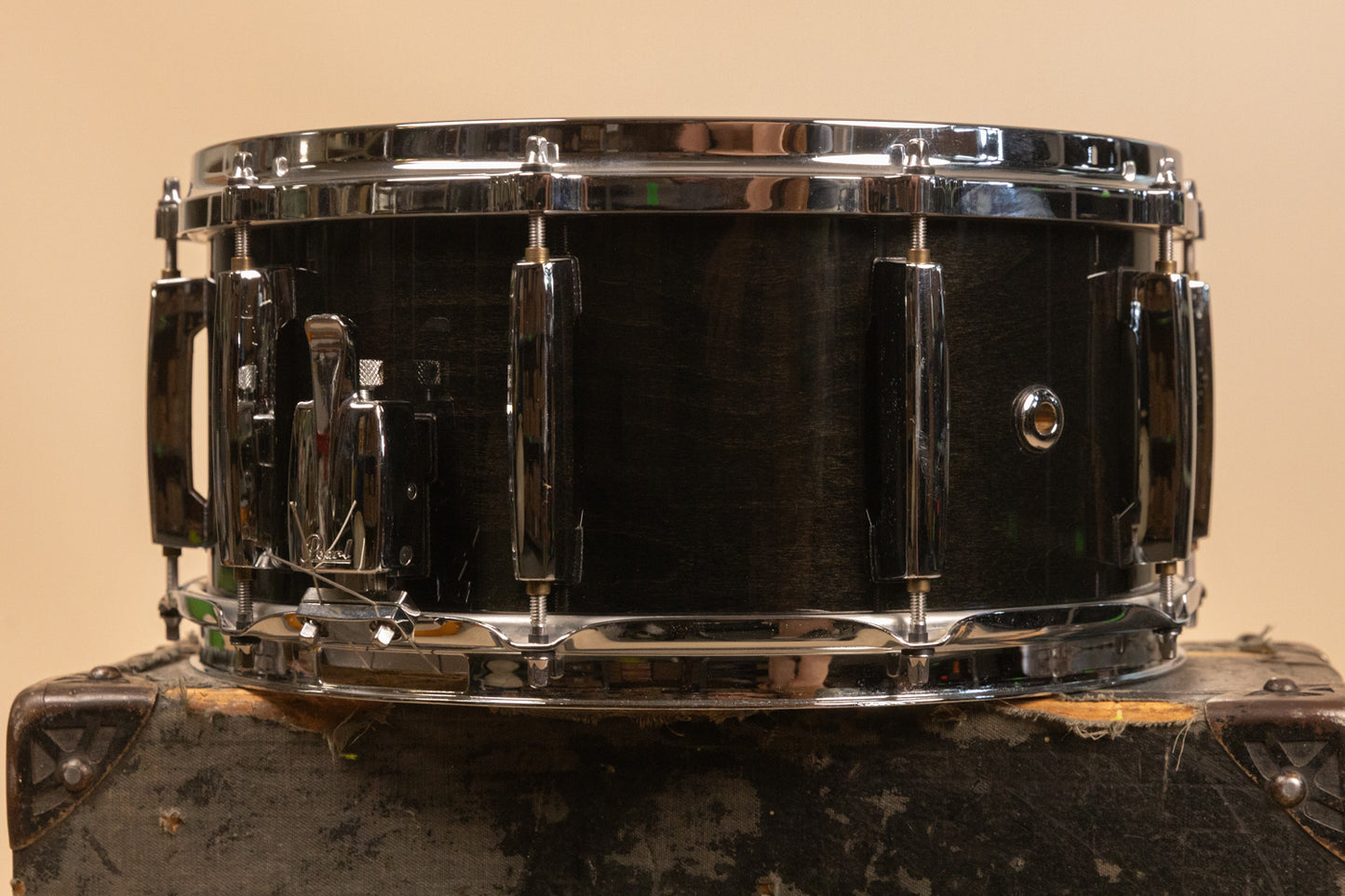 1990s Pearl 6.5x14 Masters Custom Black Mist Snare Drum