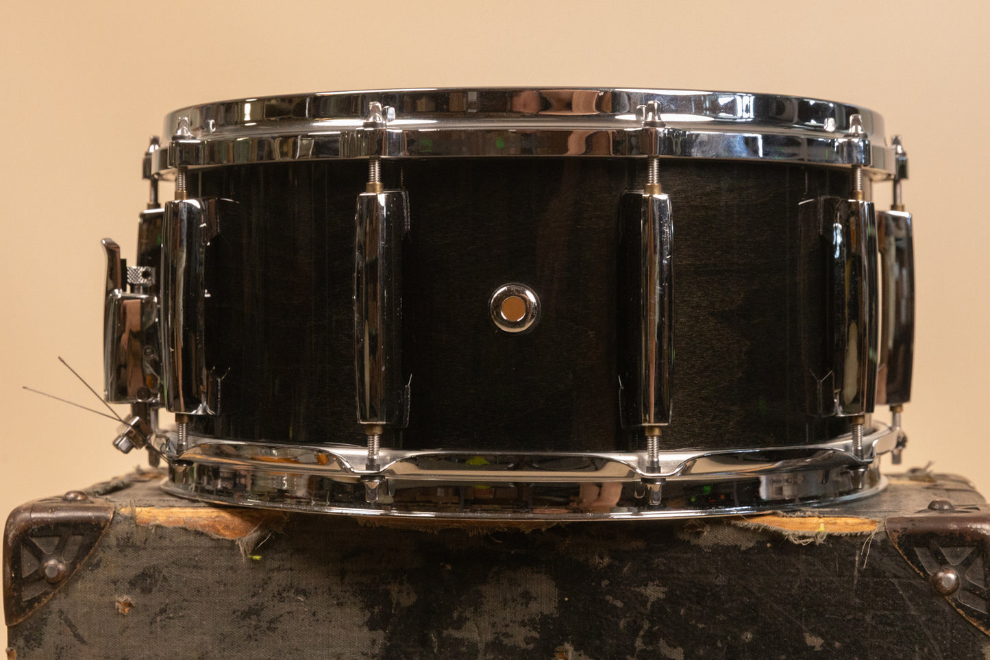 1990s Pearl 6.5x14 Masters Custom Black Mist Snare Drum