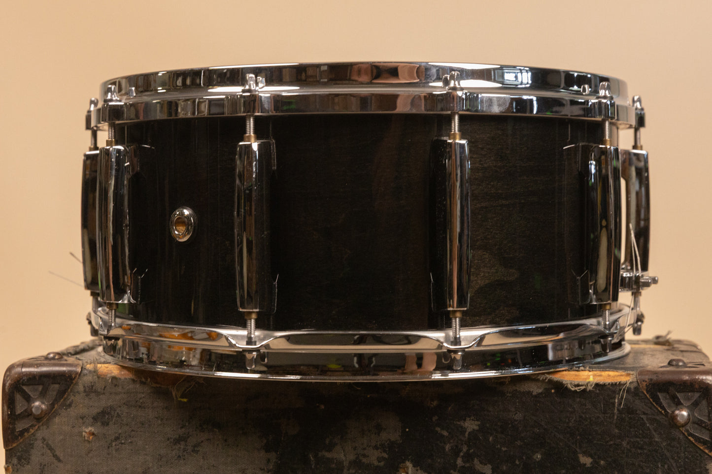 1990s Pearl 6.5x14 Masters Custom Black Mist Snare Drum