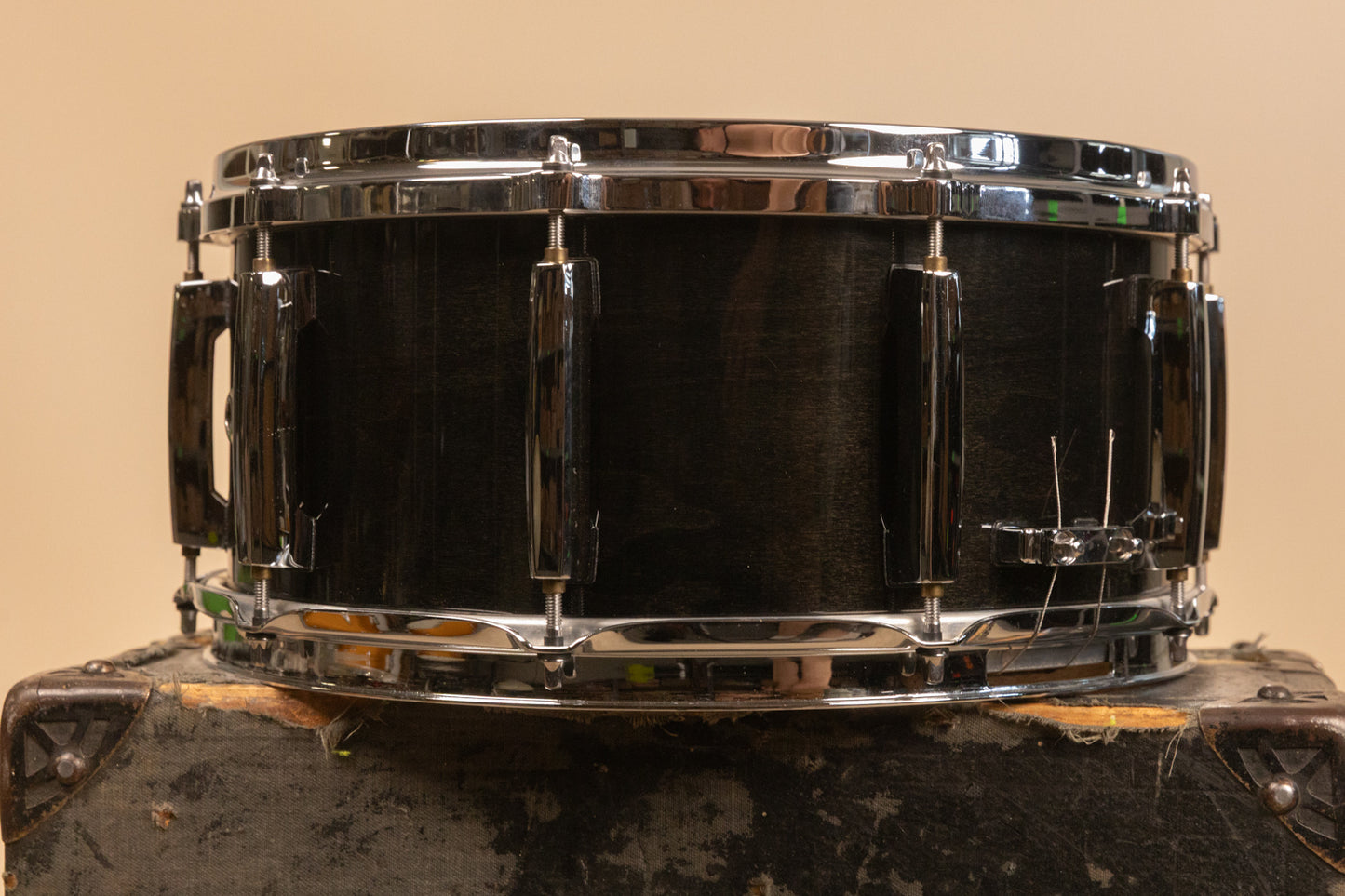 1990s Pearl 6.5x14 Masters Custom Black Mist Snare Drum