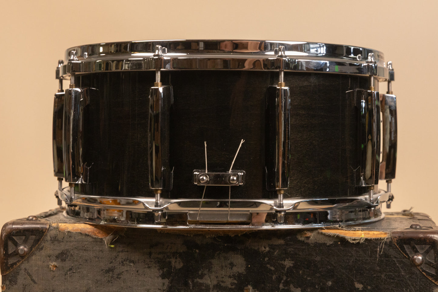 1990s Pearl 6.5x14 Masters Custom Black Mist Snare Drum