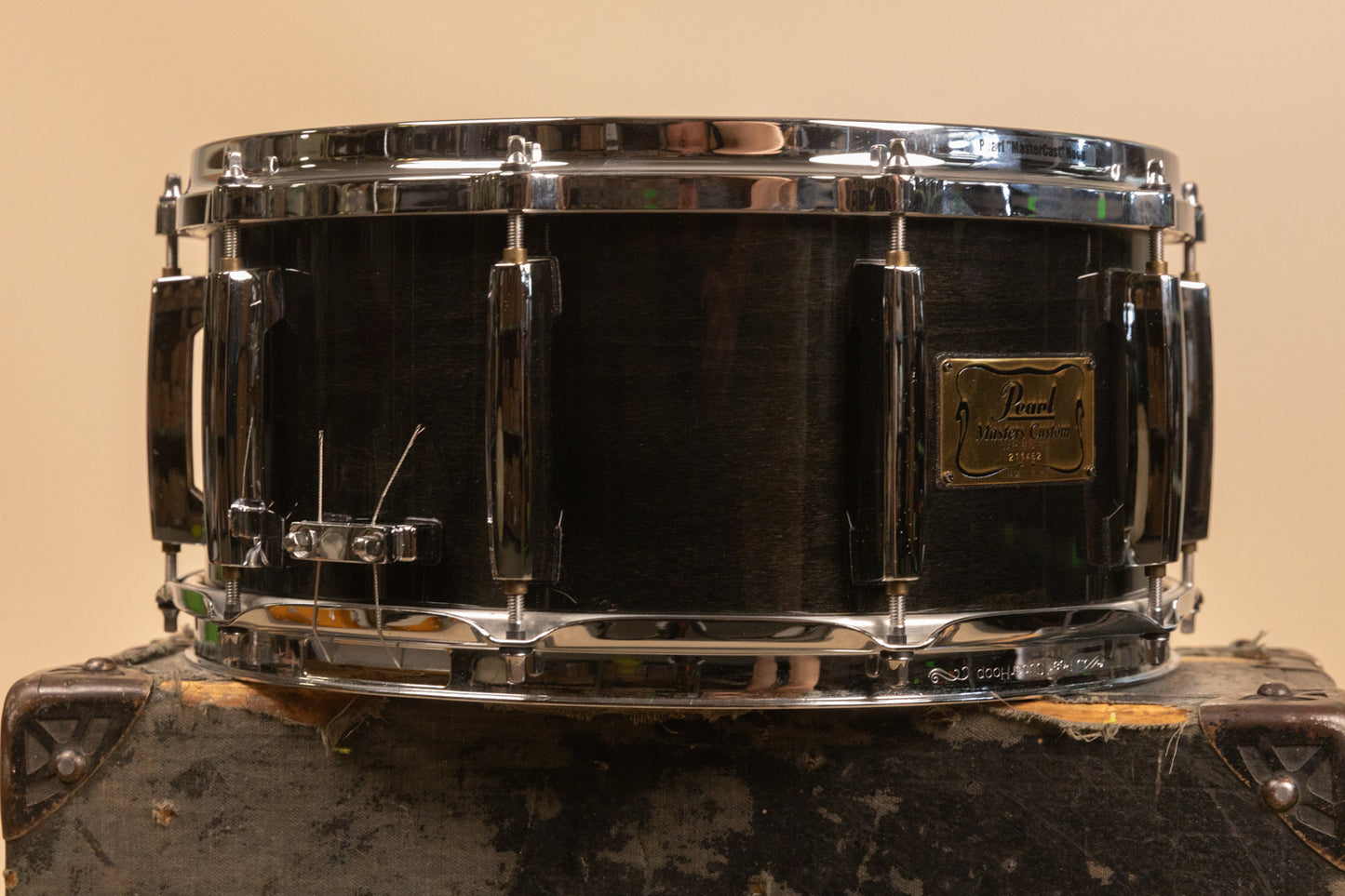 1990s Pearl 6.5x14 Masters Custom Black Mist Snare Drum