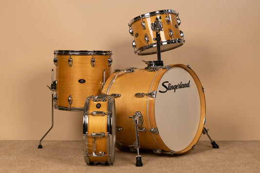 1990s Slingland Artist Custom Natural Maple Drum Set 14x20 8x12 14x14 and 5x14