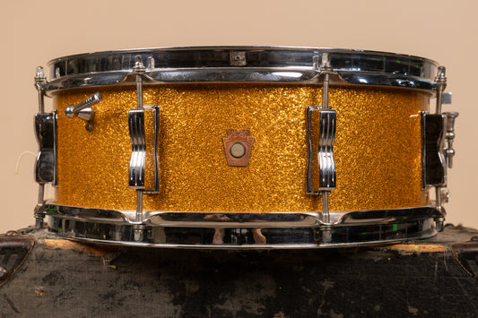 1965 Ludwig 5x14 Gold Sparkle Jazz Festival Snare Drum
