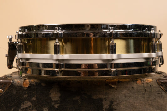 1980s Pearl 3.5x14 Brass Free Floating Snare Drum