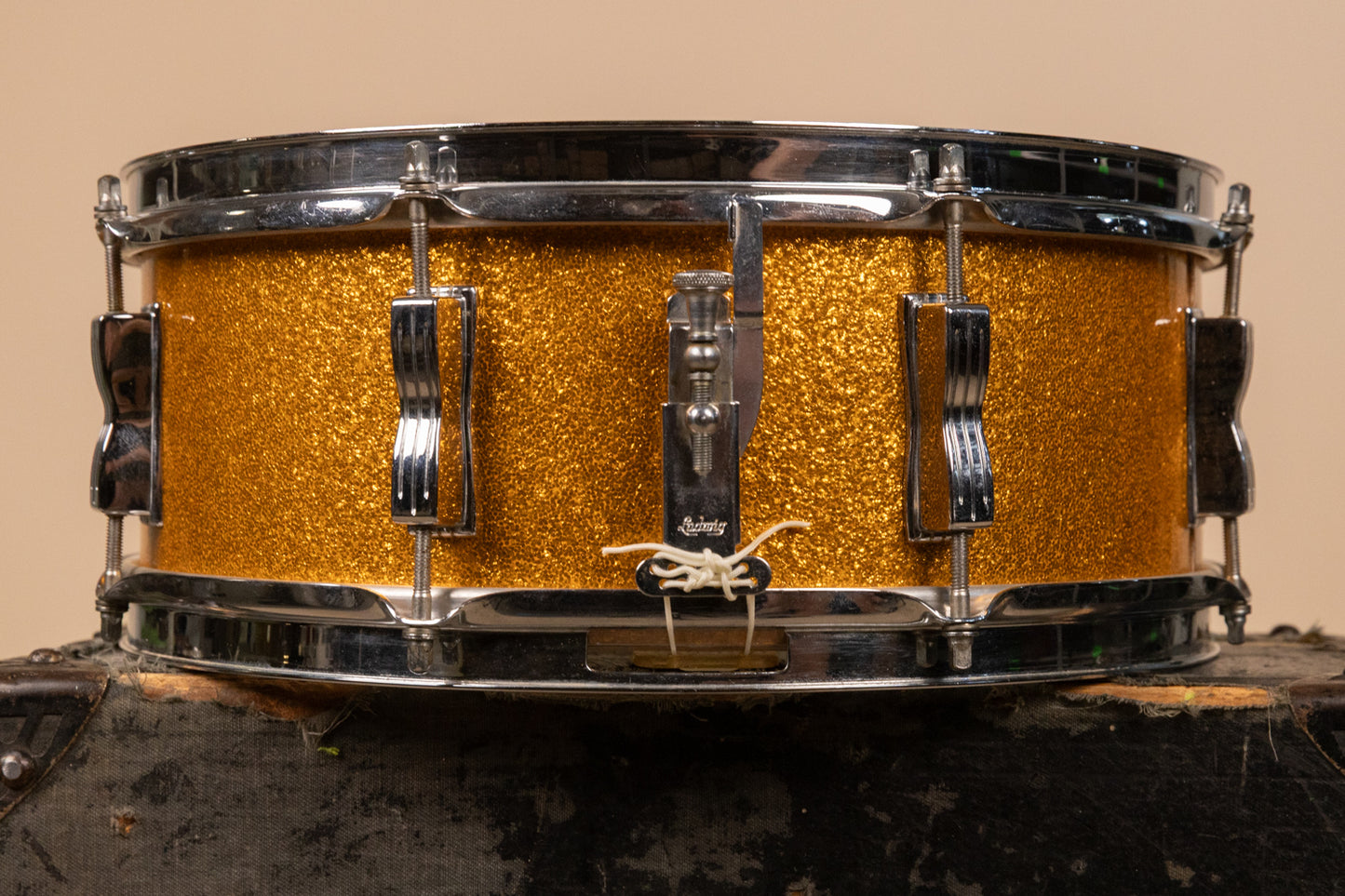 1965 Ludwig 5x14 Gold Sparkle Jazz Festival Snare Drum