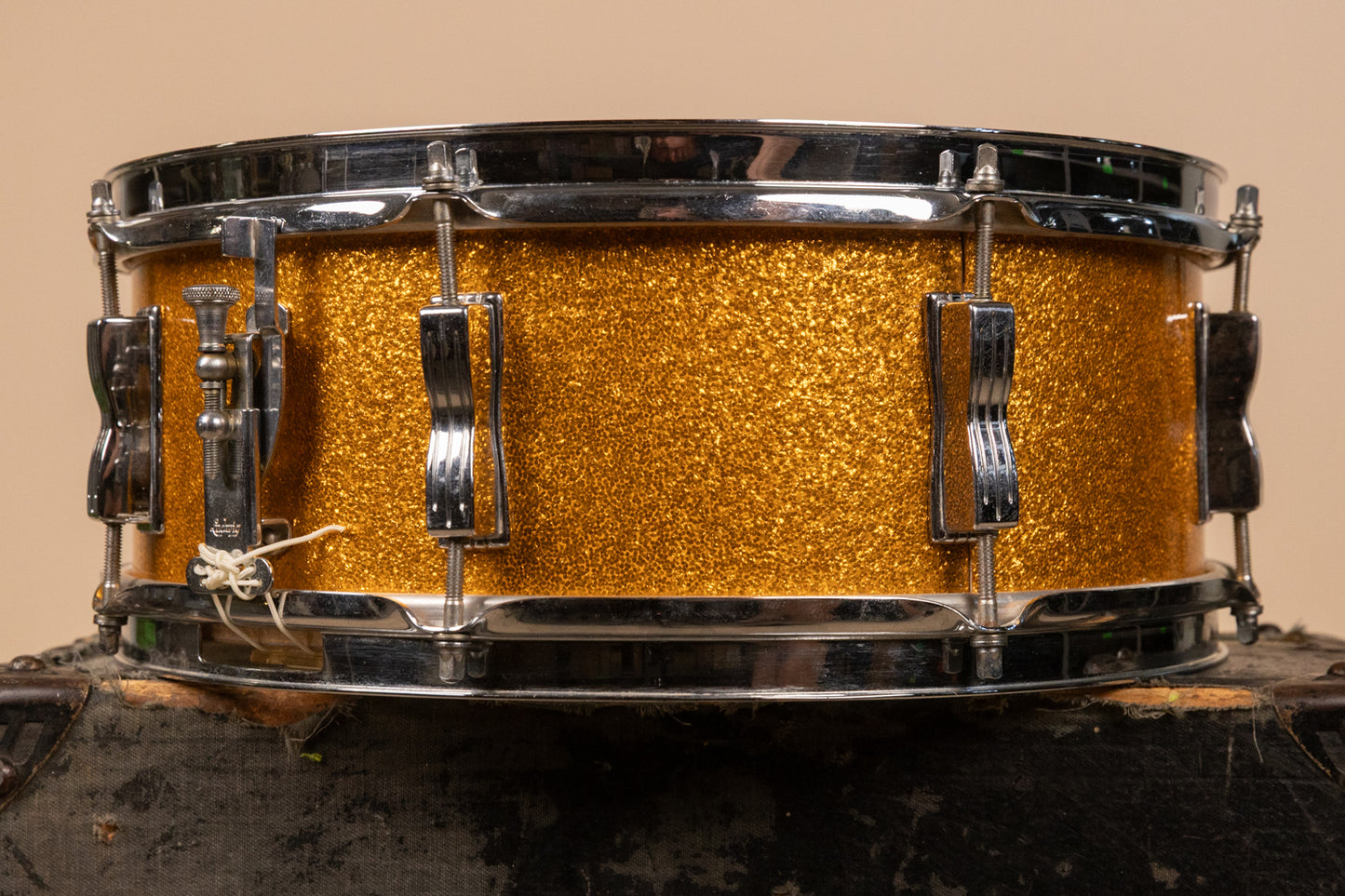 1965 Ludwig 5x14 Gold Sparkle Jazz Festival Snare Drum
