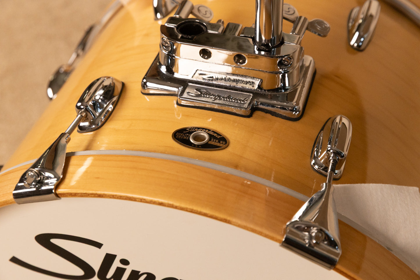 1990s Slingland Artist Custom Natural Maple Drum Set 14x20 8x12 14x14 and 5x14