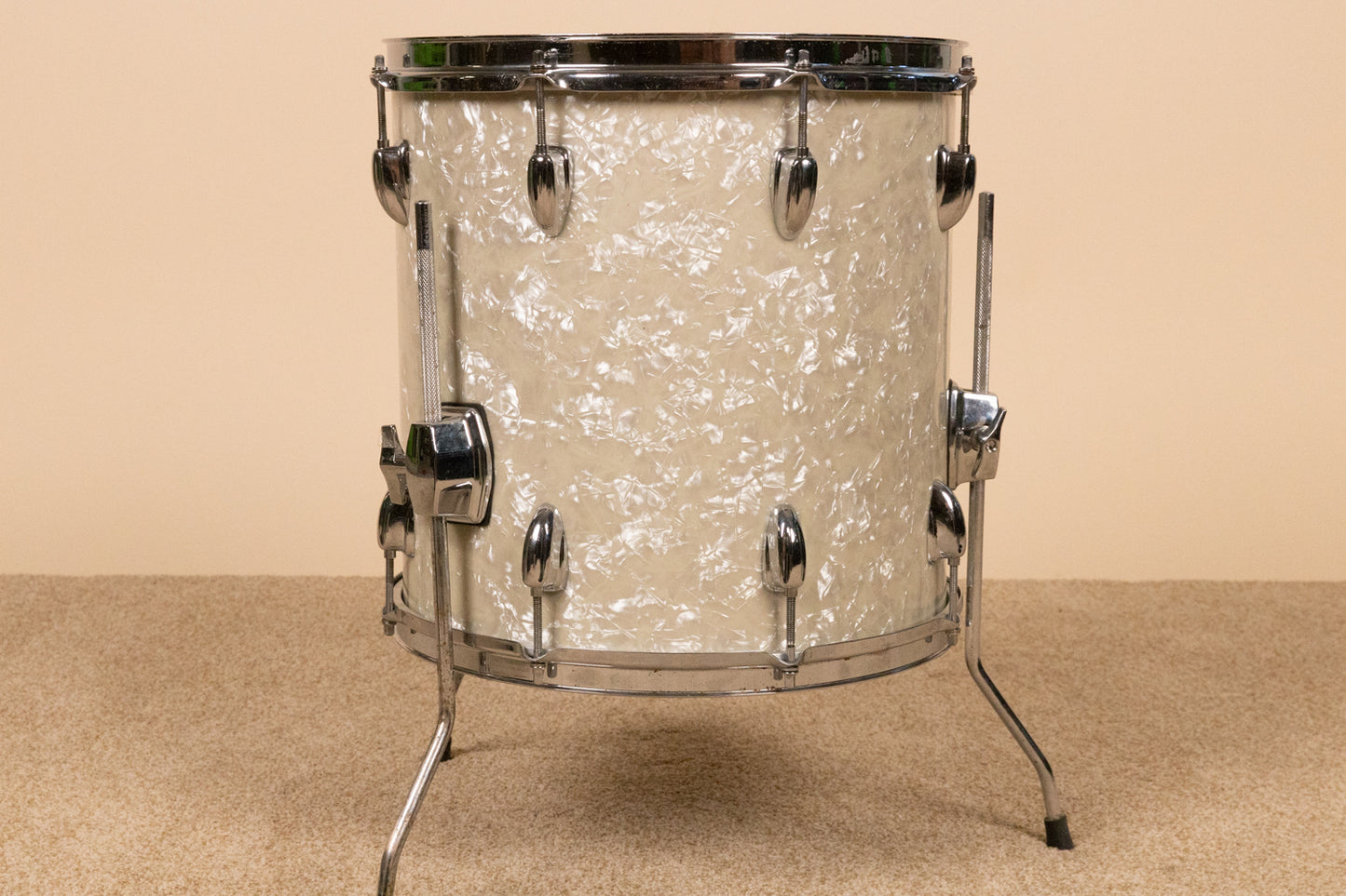 Vintage Ludwig 14x14 White Marine Pearl Floor Tom