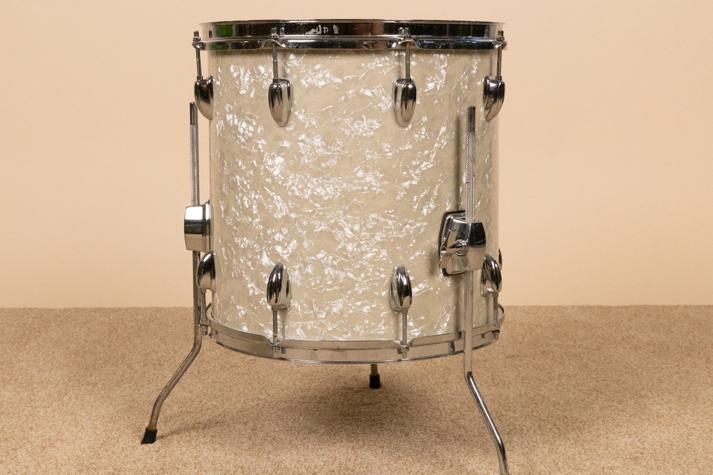 Vintage Ludwig 14x14 White Marine Pearl Floor Tom