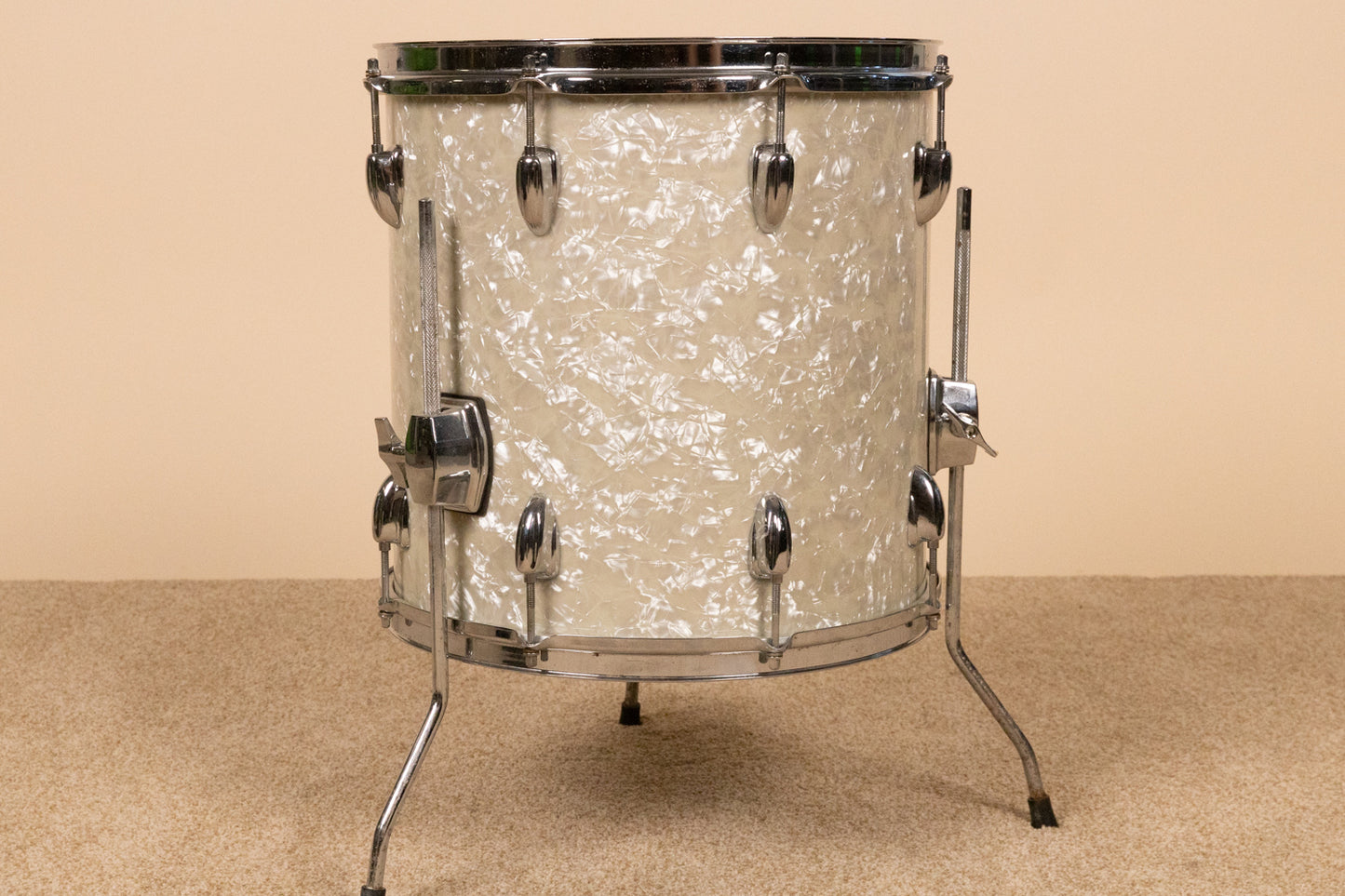 Vintage Ludwig 14x14 White Marine Pearl Floor Tom
