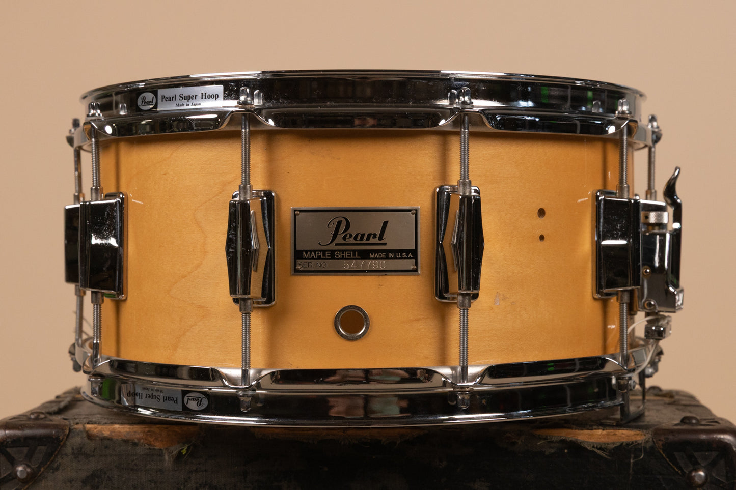 1980s Pearl 6.5x14 M-314L Natural Maple Snare Drum