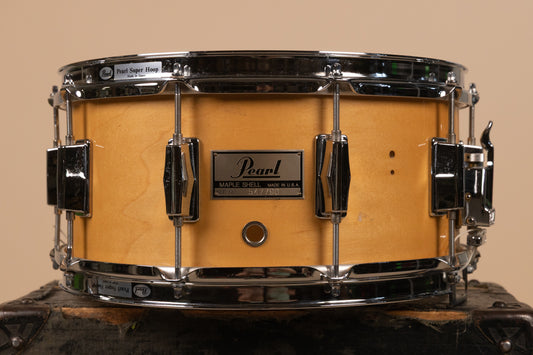 1980s Pearl 6.5x14 M-314L Natural Maple Snare Drum