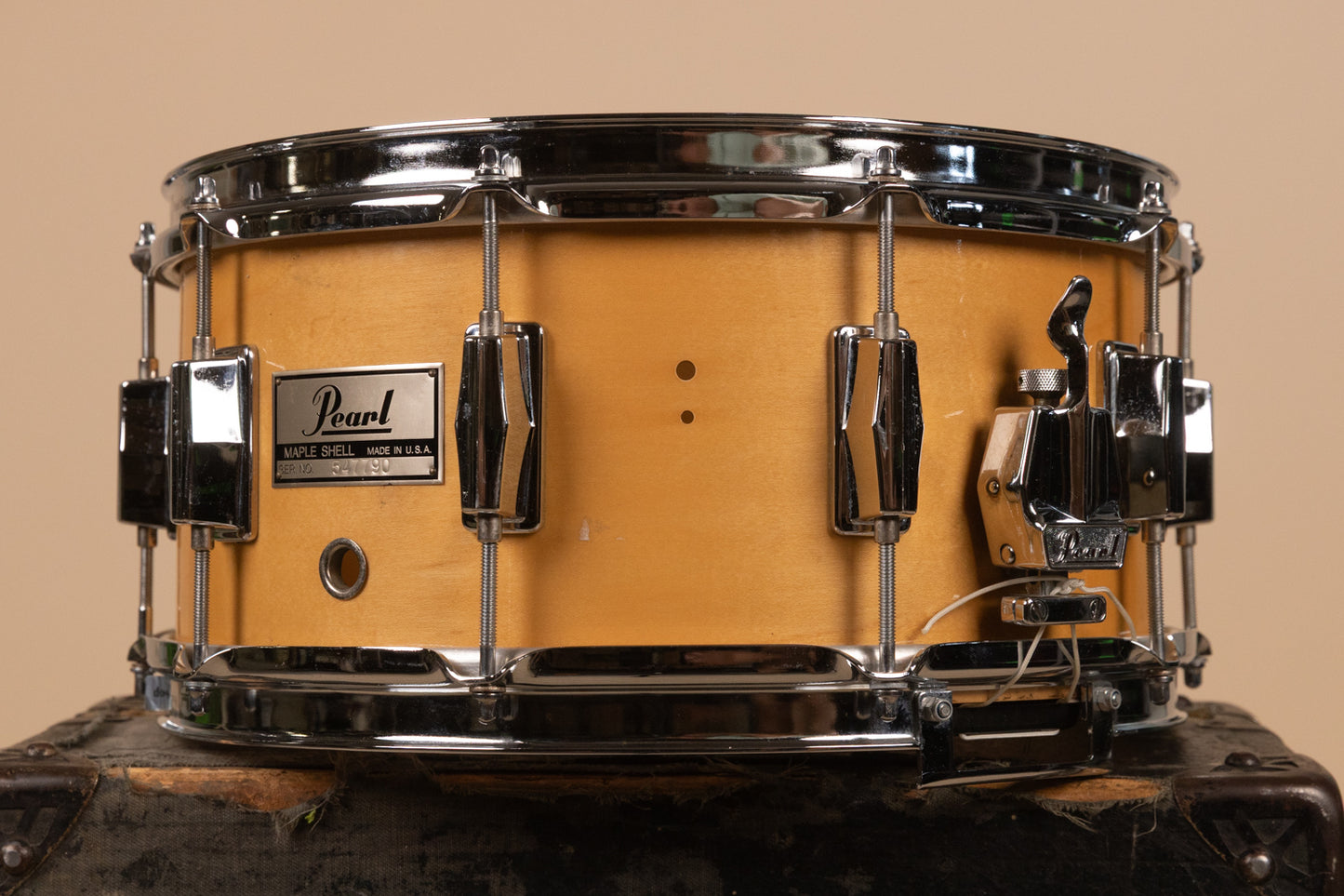 1980s Pearl 6.5x14 M-314L Natural Maple Snare Drum