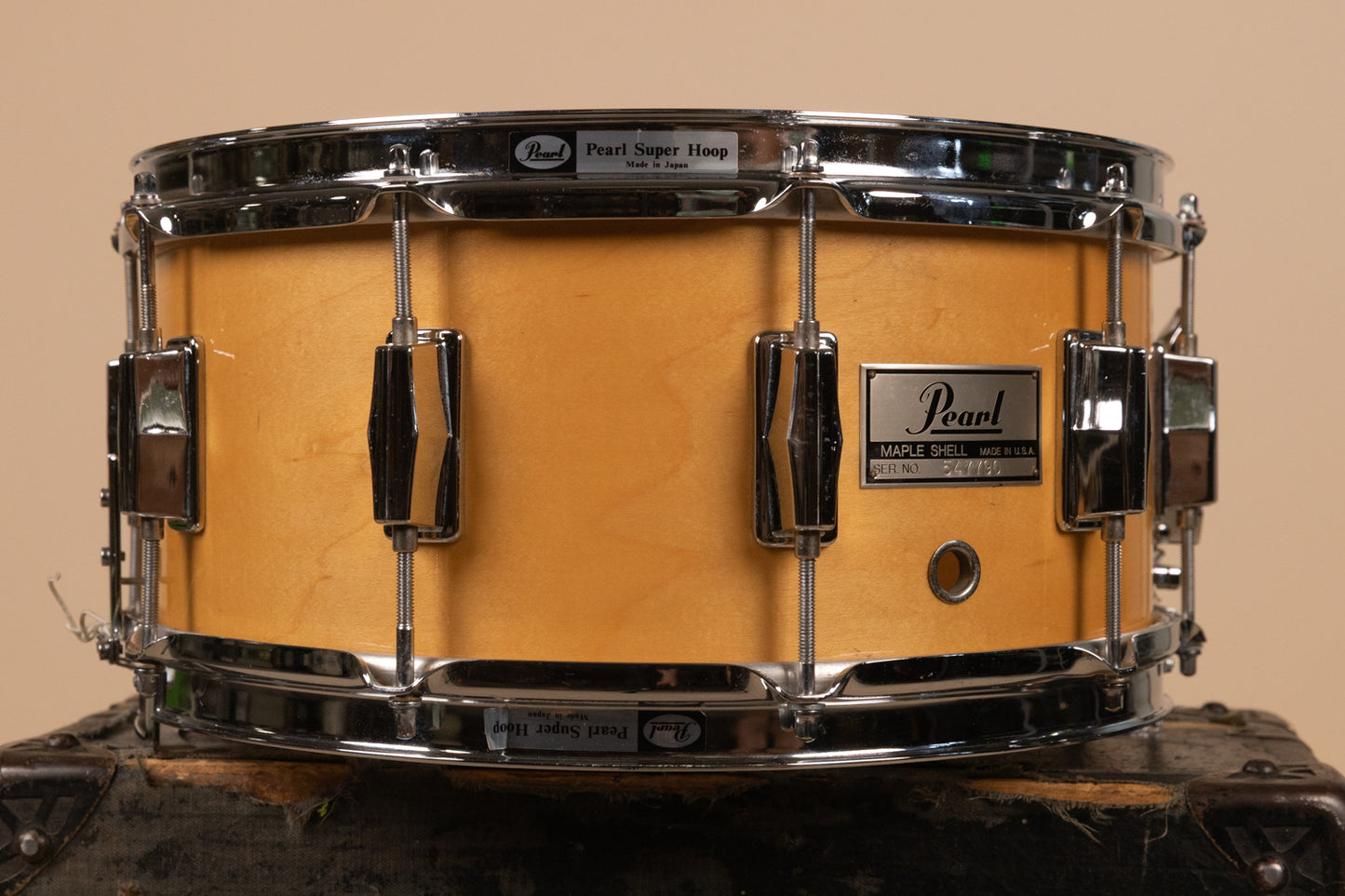 1980s Pearl 6.5x14 M-314L Natural Maple Snare Drum