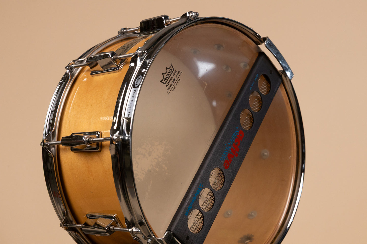 1980s Pearl 6.5x14 M-314L Natural Maple Snare Drum