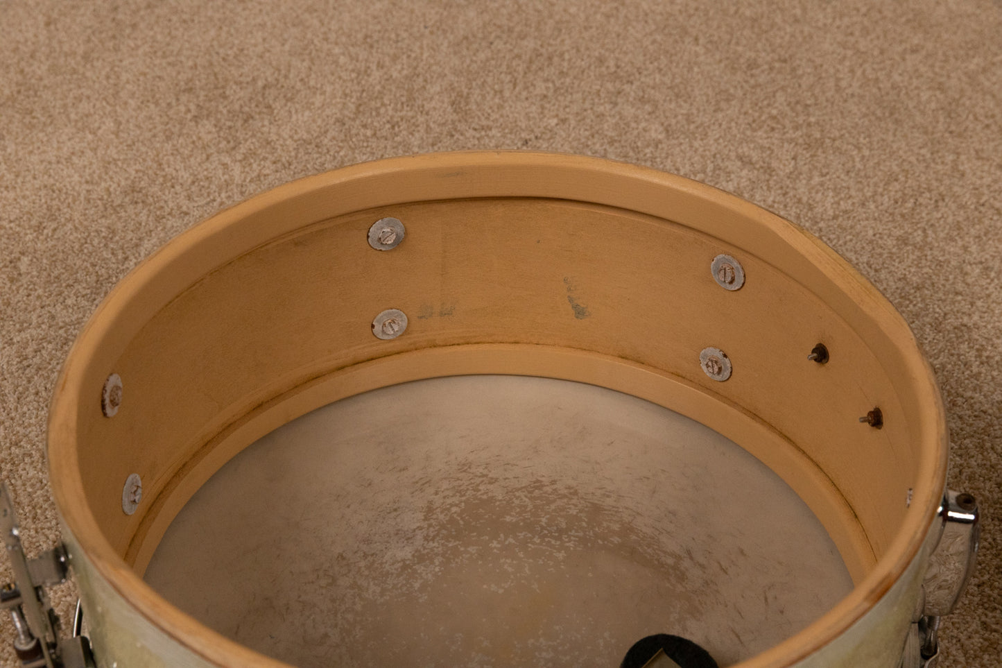 1960s Slingerland 5x14 White Marine Pearl Deluxe Student Snare Drum