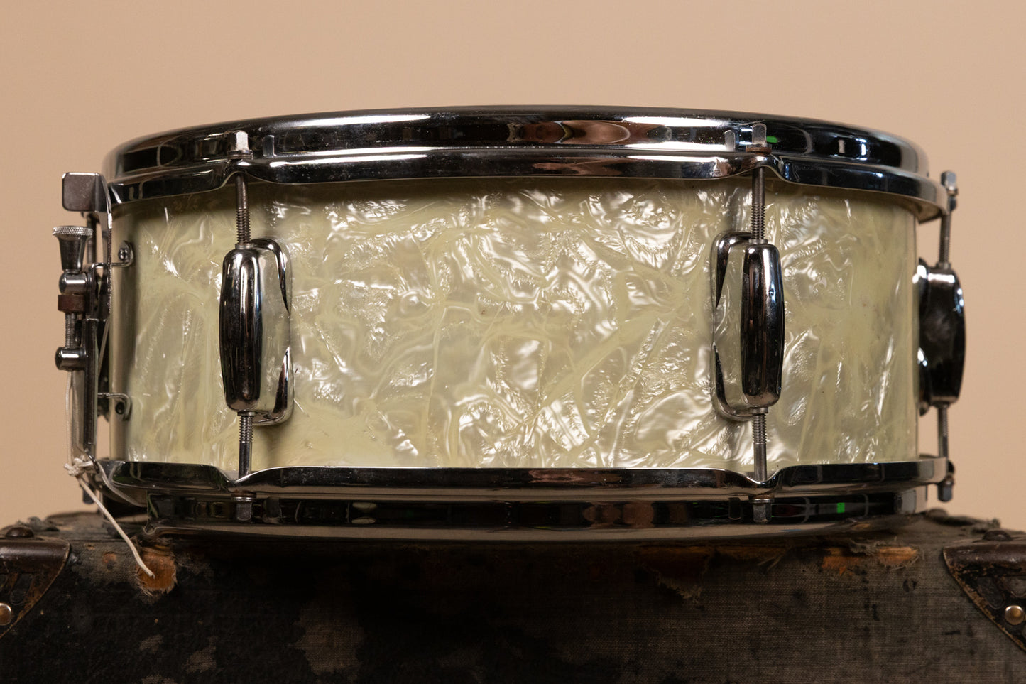 1960s Slingerland 5x14 White Marine Pearl Deluxe Student Snare Drum